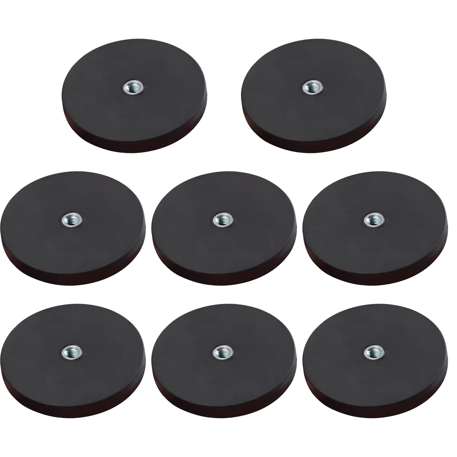 8 calamite al neodimio gommate con filettatura da 66 mm, magneti molto forti, filettatura M6, antiscivolo, base di montaggio magnetica