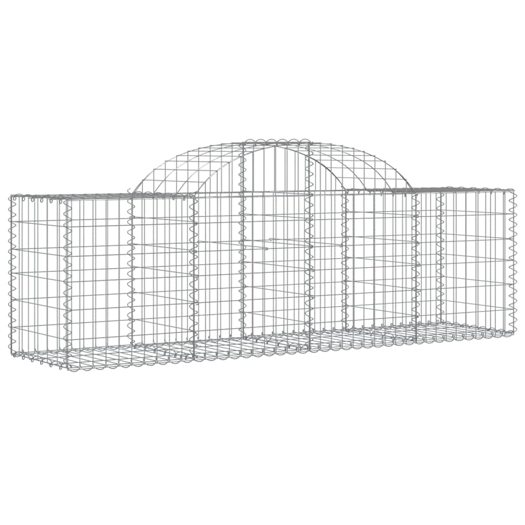 Kosze gabionowe łukowe 30 sztuk 200 x 50 x 60 / 80 cm żelazo ocynkowane żelazo, dźwiękochłonne dekoracyjne bariery ogrodowe ze wzmocnionymi haczykami i oczkami 5 x 10 cm