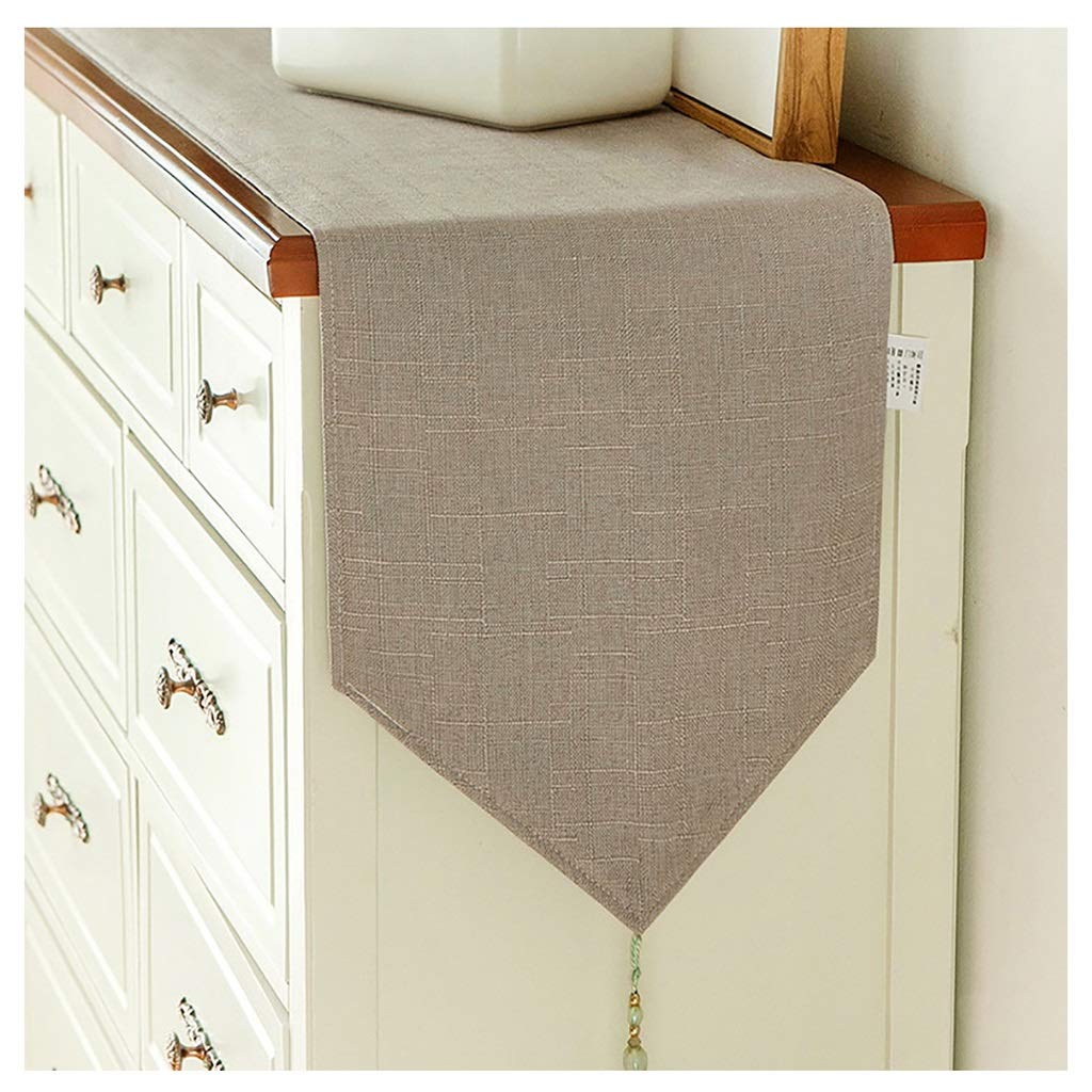 Textile Polyester Table Runner （Beige, Dark Green, Light Gray） (Color : Beige, Size : 30×270cm)