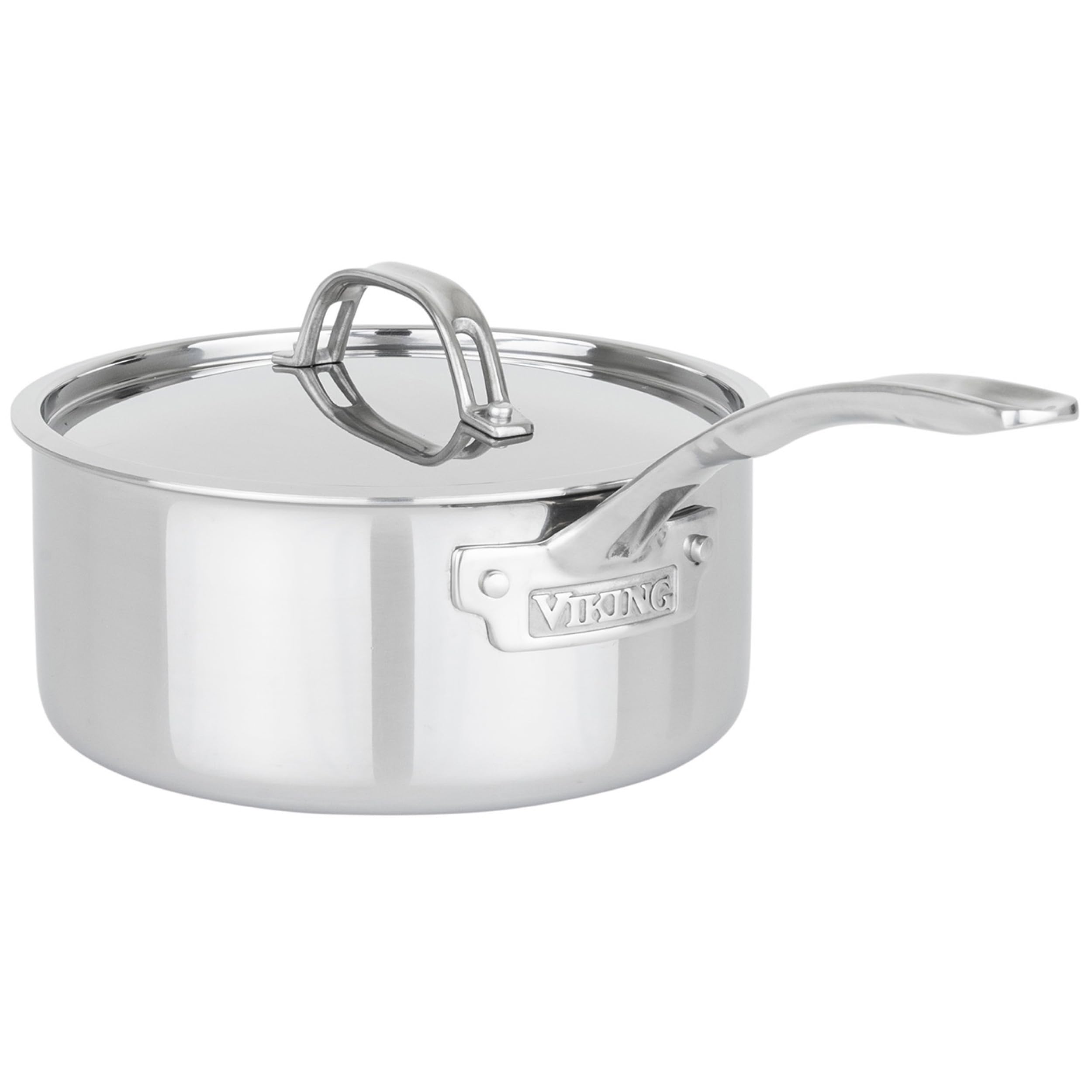 Viking PureGlide Pro 3-Ply Nonstick Sauce Pan, Made without PFAS, 3-Quart Induction Cooking Pot with Lid, Metal Utensil Safe Titanium Nonstick Surface, Oven Safe to 600F