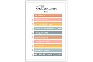 10 Commandments for Kids Scripture Poster: Inspirational Wall Art for Christian Education