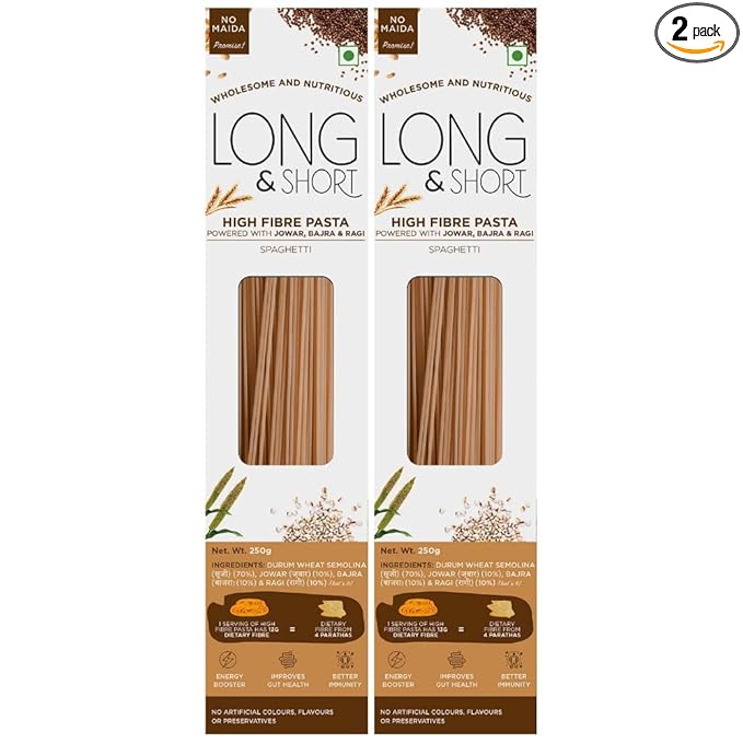 Long&Short Multigrain Spaghetti, 250g x 2 | Healthy, No Maida, High Fibre | Pack of 2