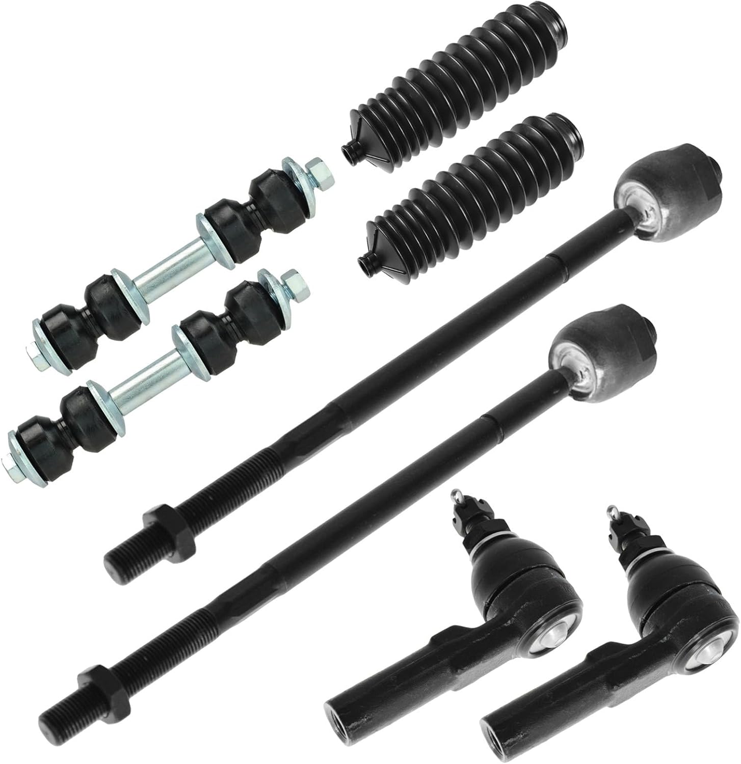 TRQ Front Steering & Suspension Kit Steering Rack & Pinion Bellow Sway Bar Stabilizer Link Tie Rod Compatible with Buick Cadillac Oldsmobile Pontiac