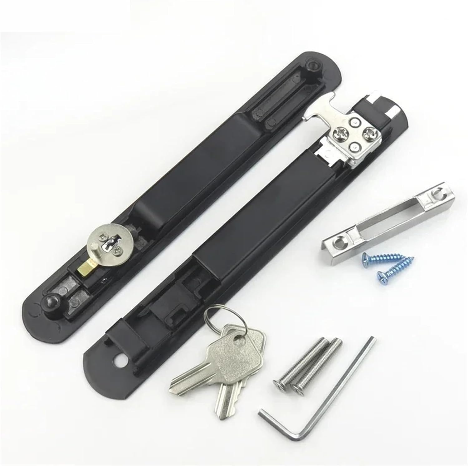 90 Type Sliding Door Lock Buckle Strip Double-Sided Broken Bridge Aluminum Hook with Key 1Pcs(A2)