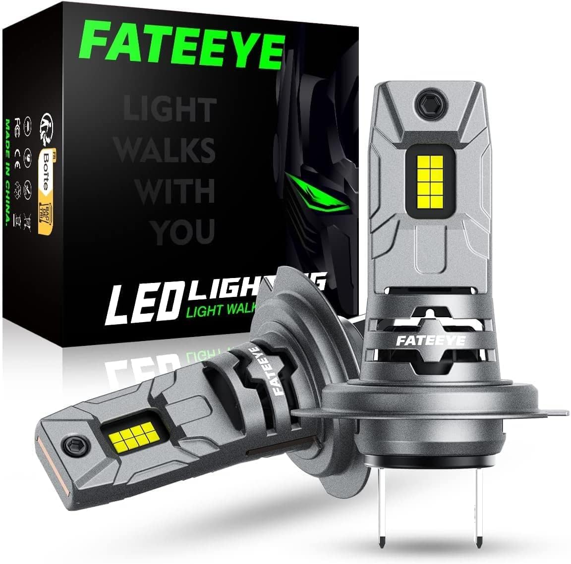 H7 LED Headlight Bulbs 60W 12000LM 6500K Xenon White 11 Mini Size H7 LED Car Exterior Headlight Bulb Canbus Error Free With Fan Super Bright IP68 Waterproof Plug And Play 12V 2Pcs