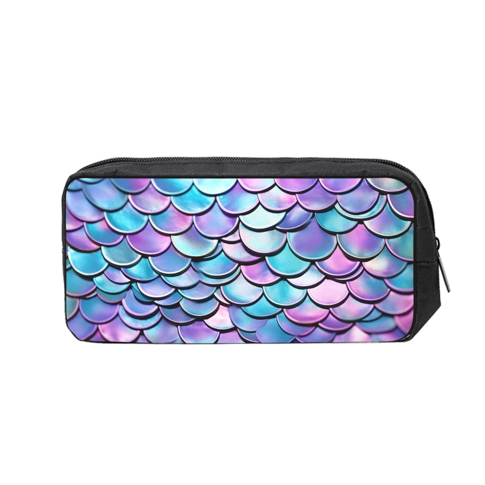 FodPand Watercolor Mermaid Pencil Case Large Capacity Pencil Pouch With Zippers Portable Waterproof Pencil Bag Makeup Pouch Cosmetic Bag For Women Men