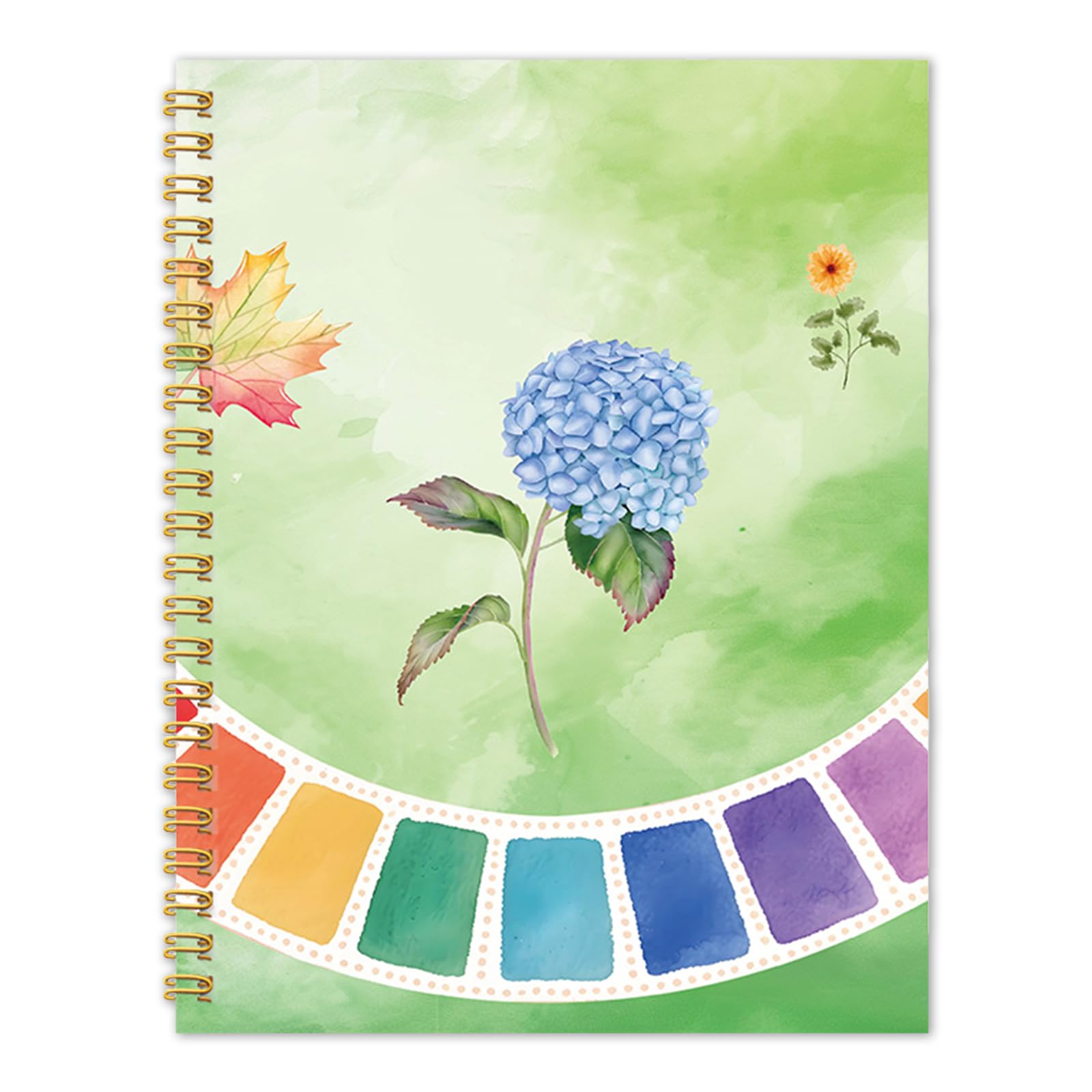 Watercolour Workbook, Premium Watercolor Paper Spiral Bound Watercolor Workbook with Blue Floral Cover, Watercolour Workbooks for Adults Beginners Watercolor Enthusiasts Stress Relief