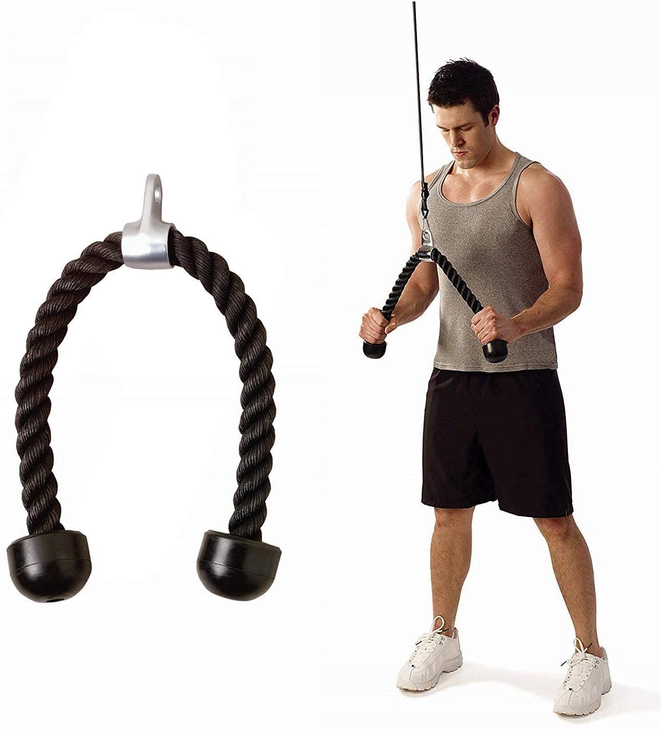 Marshal FitnessTricep Rope Abdominal Crunches Pull Down Laterals Biceps Training Fitness Equipment Body Building Gym Pull Rope Mf-0097