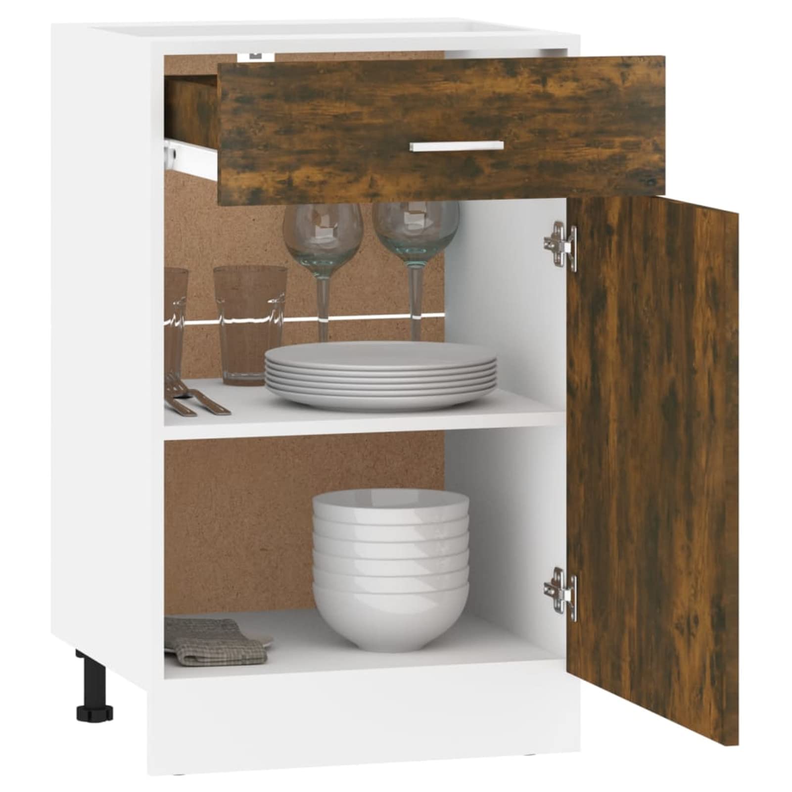 Unterschrank mit Schublade Räuchereiche 50x46x81,5 cm Küchenschrank, Küchenunterschrank, Unterschrank Küche, Küchenmöbel, Miniküche, Spülschrank