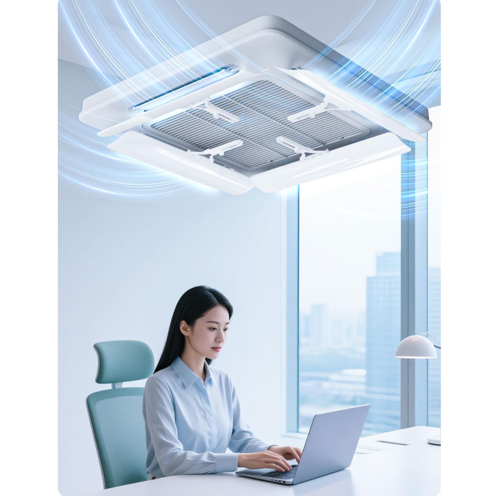 Deflettore Aria Condizionata per Bocchette Regolabile Deflettore Condizionatore da Soffitto per Condizionatore d'Aria Centralizzato, Set da 4 Pezzi
