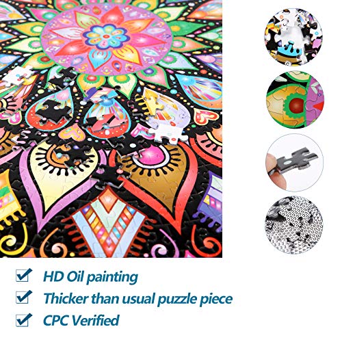 Bgraamiens Puzzle-Geometric Colorful Mandala-1000 Pieces Creative Geometric Round Blue Board Colorful Mandala Jigsaw Puzzle by Bgraamiens - Used condition - Image 4