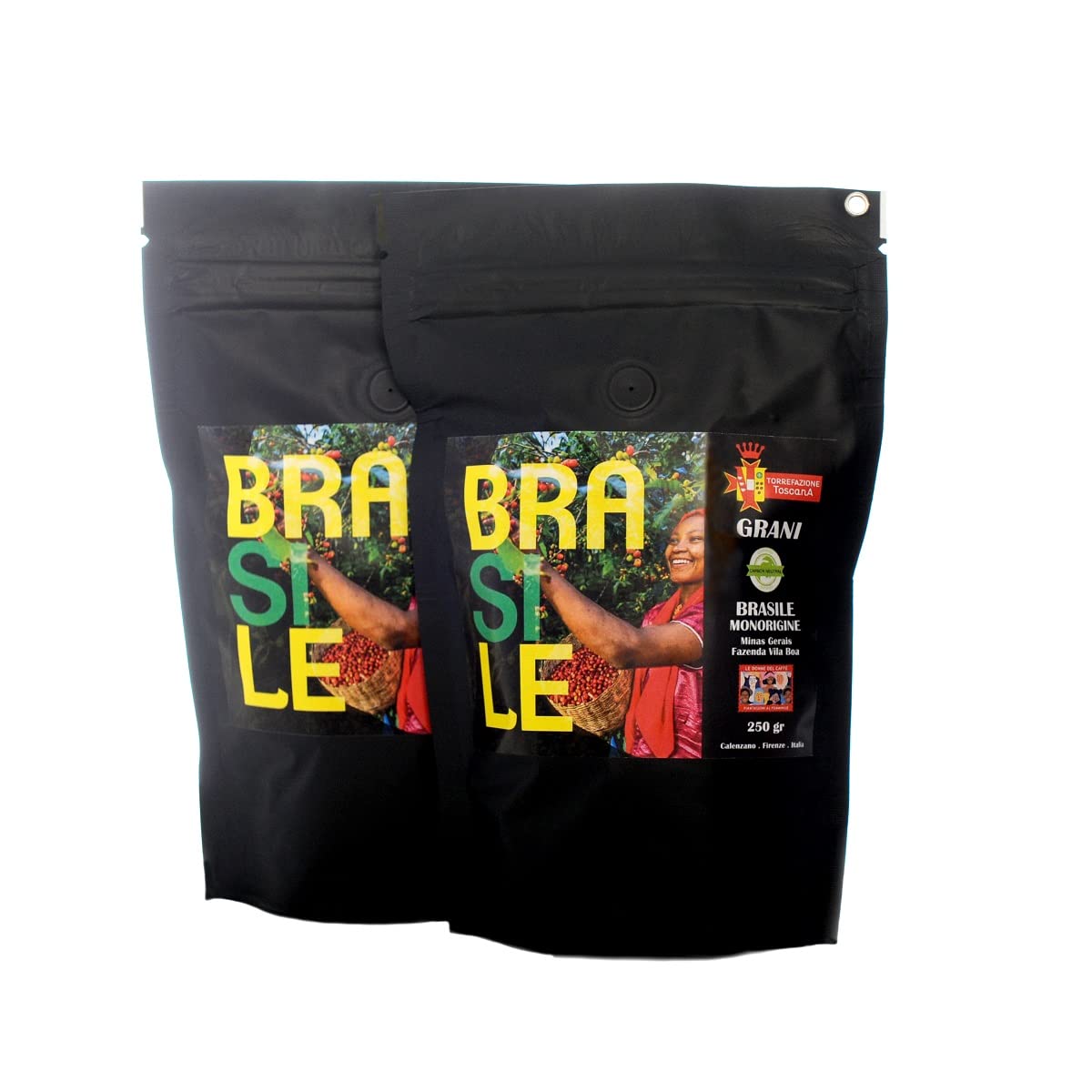 Café de grano único Brasil región Minas Gerais, café 100% arábigo, tostado tónico de fraile, certificado Carbon Neutral, mezcla de bar, pack de 4 x 250 g