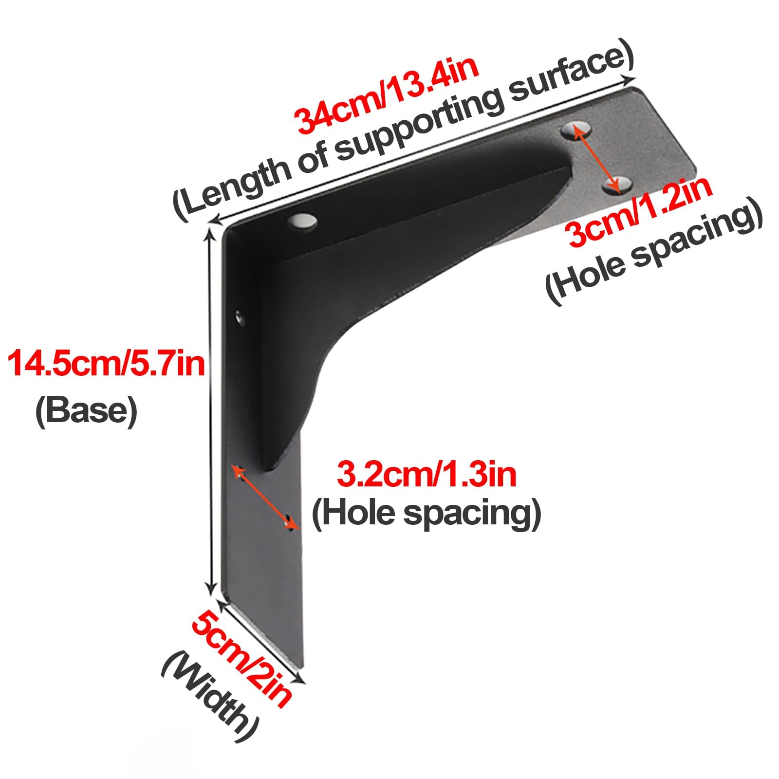 Escuadra Estanteria, Soporte Baldas Pared, Soportes Para Estantes Pesados En Forma De L Escuadras Metalicas Negro, Soportes Para Estantes Industriales RÚsticos Con Acabado De Hierro Moderno, 2Piezas (
