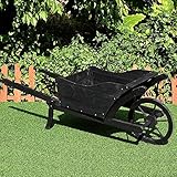 Magnifique brouette jardinière, en epicéa teinté, noir, blanc ou gris