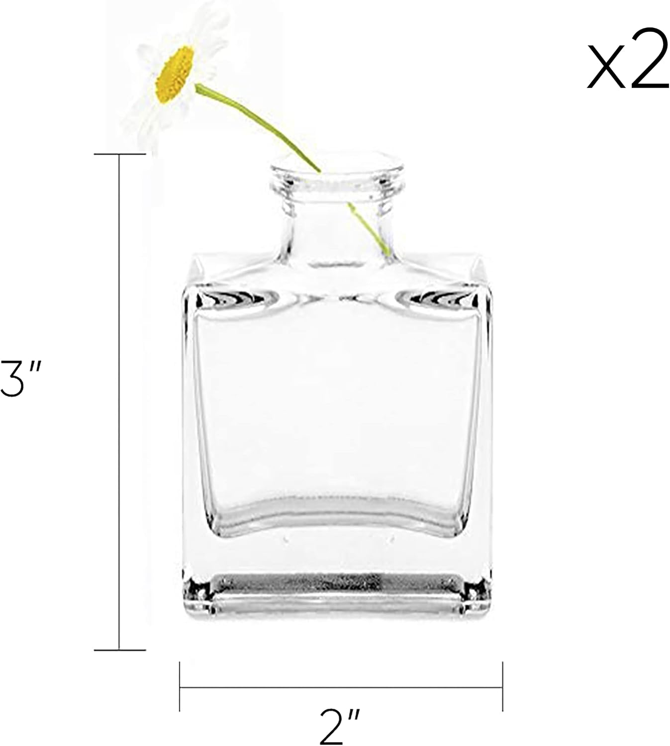 CHIVE ‘Loft’ Small Mini Flower Vases - Clear Glass Bud Vases, Set of 10 - Cute Vintage Rustic Centerpieces for Wedding, Events & Home - Premium Quality, Designed to Last