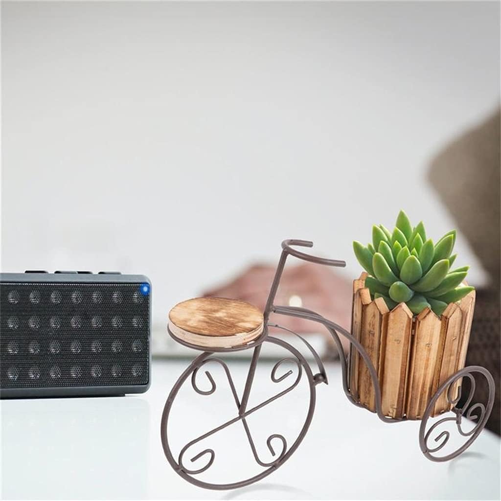 Plant Stand Rustic Bicycle Flower Pot Cart Holder Flower Basket Home Garden(D)