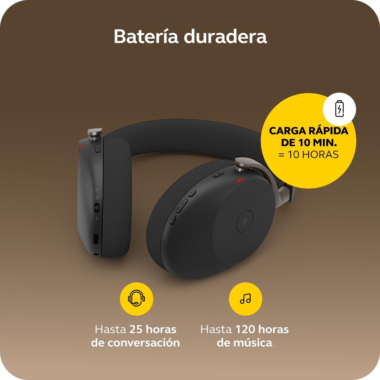 Jabra Evolve3 85 Auriculares Bluetooth Inalámbricos con Micrófono, Negro | Para el Trabajo, Adaptador USB-A, Llamadas IA, Cancelación Ruido Activa Adaptativa, 25h Batería, para Apps de Reunión