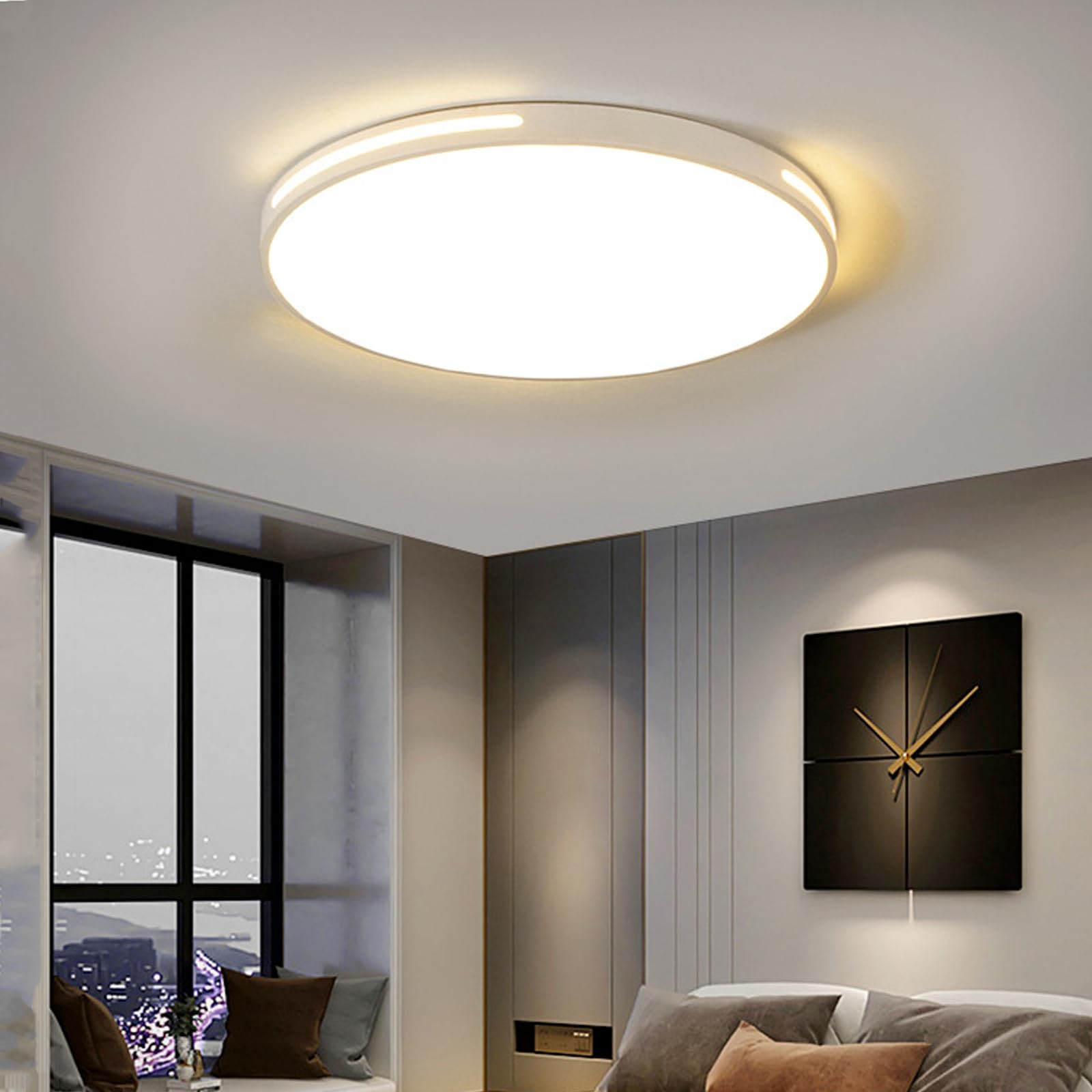 Lampa sufitowa LED o mocy 48 W do kuchni, salonu, sypialni, przedpokoju i nie tylko, biała, czarna, lepsze oświetlenie Oświetlenie LED rozpraszające ciepło Oprawa sufitowa Oświetlenie-White||50cm