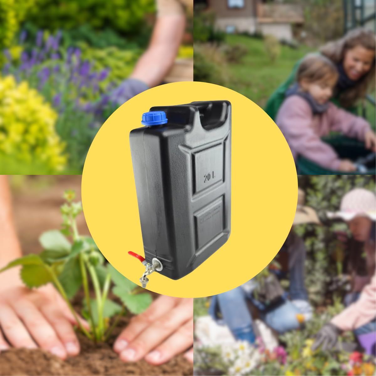 Bidón de agua de 20 l de plástico, depósito de agua con grifo, bidón de agua potable, depósito de agua, bidón de plástico, para casa, jardín, coche y camping, etc., cierre hermético