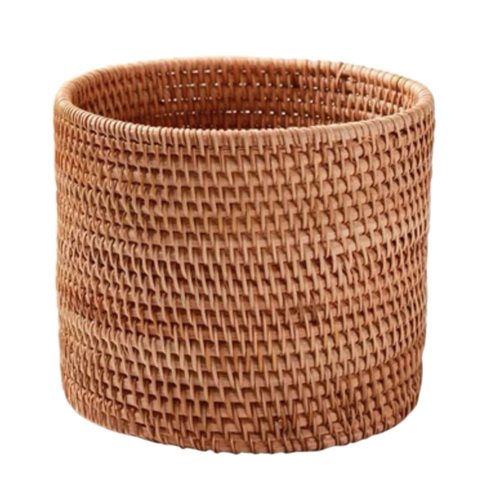 Mikikit Rattan Woven Basket Extra Round Fruit Storage Basket Desktop Finishing Organizer Natural Rustic Design for Home Decoration and Outdoor Parties