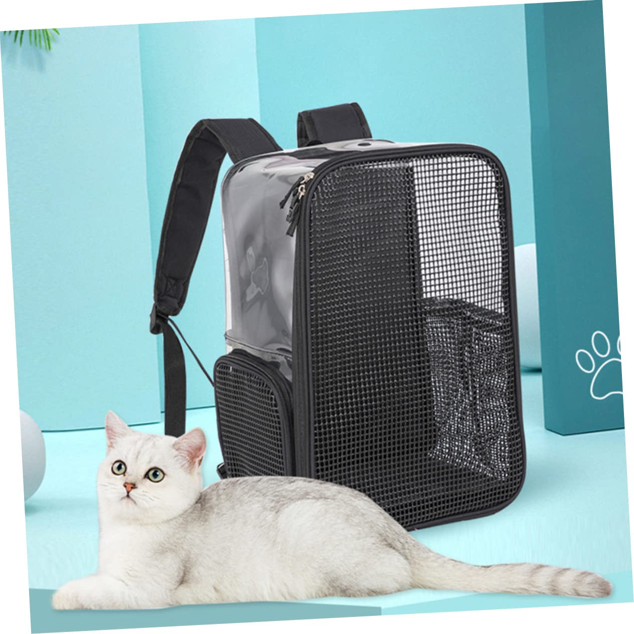 Zaino per Gatti Comodo da Portare, Grande Capacità, Nero | Tessuto Oxford, Design Traspirante, per Shopping e Uscite, Pratico per Animali Domestici