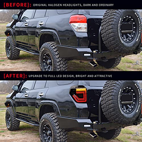 Led Tail Lights For Toyota 4Runner 2014-2021,Rear Light Assembly With Sequential Turn Signal/Start Up Animation Light For 4 Runner, Plug And Play,Passenger And Driver Side Smoked (Style 1) #TOP6
