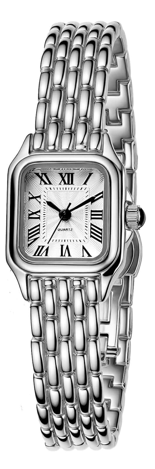 BESTKANG Watches for Women Vintage Square Classic Luxury Watch with Roman Numerals Dial Gold Silver Two-Tone Stainless Steel Band Elegant Dress Women's Wrist Watch Stainless Steel