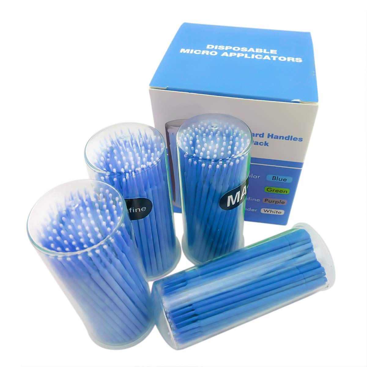 400 PCS Disposable Microbrush Lash Eyelash Micro Brush Mascara Wands Applicator Makeup Tool (Blue)