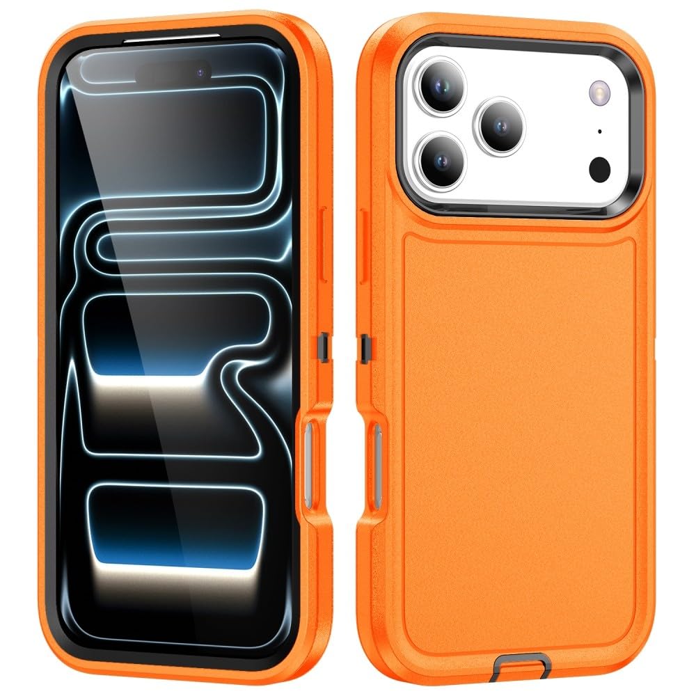 Coque iPhone 17 Pro orange rigide double couche anti-rayures dos