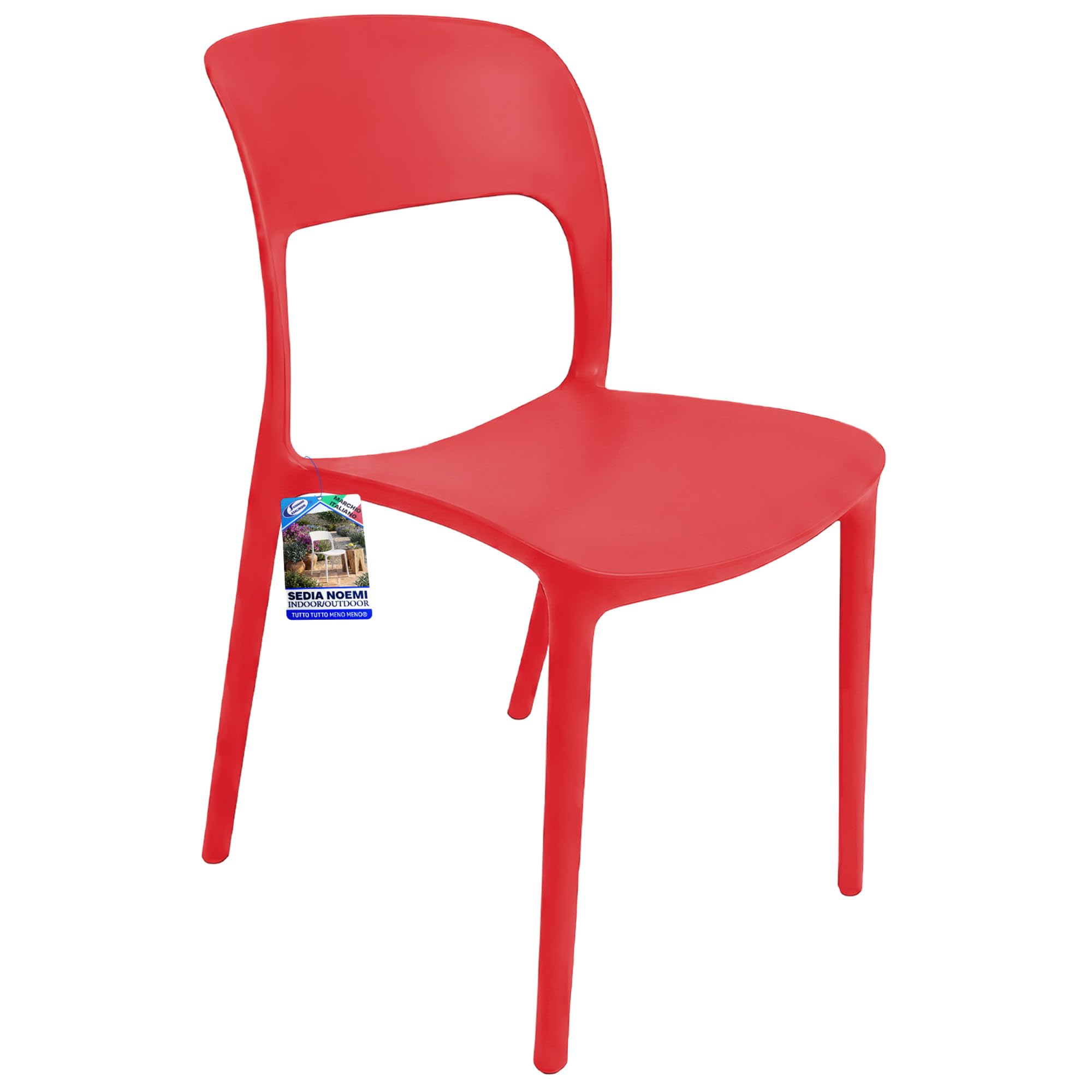 Sicignano Set di 2 Sedie Noemi in Polipropilene Senza Braccioli per Giardino, Esterni e Interni, Leggere, Impermeabili e Facili da Pulire (Rosso)