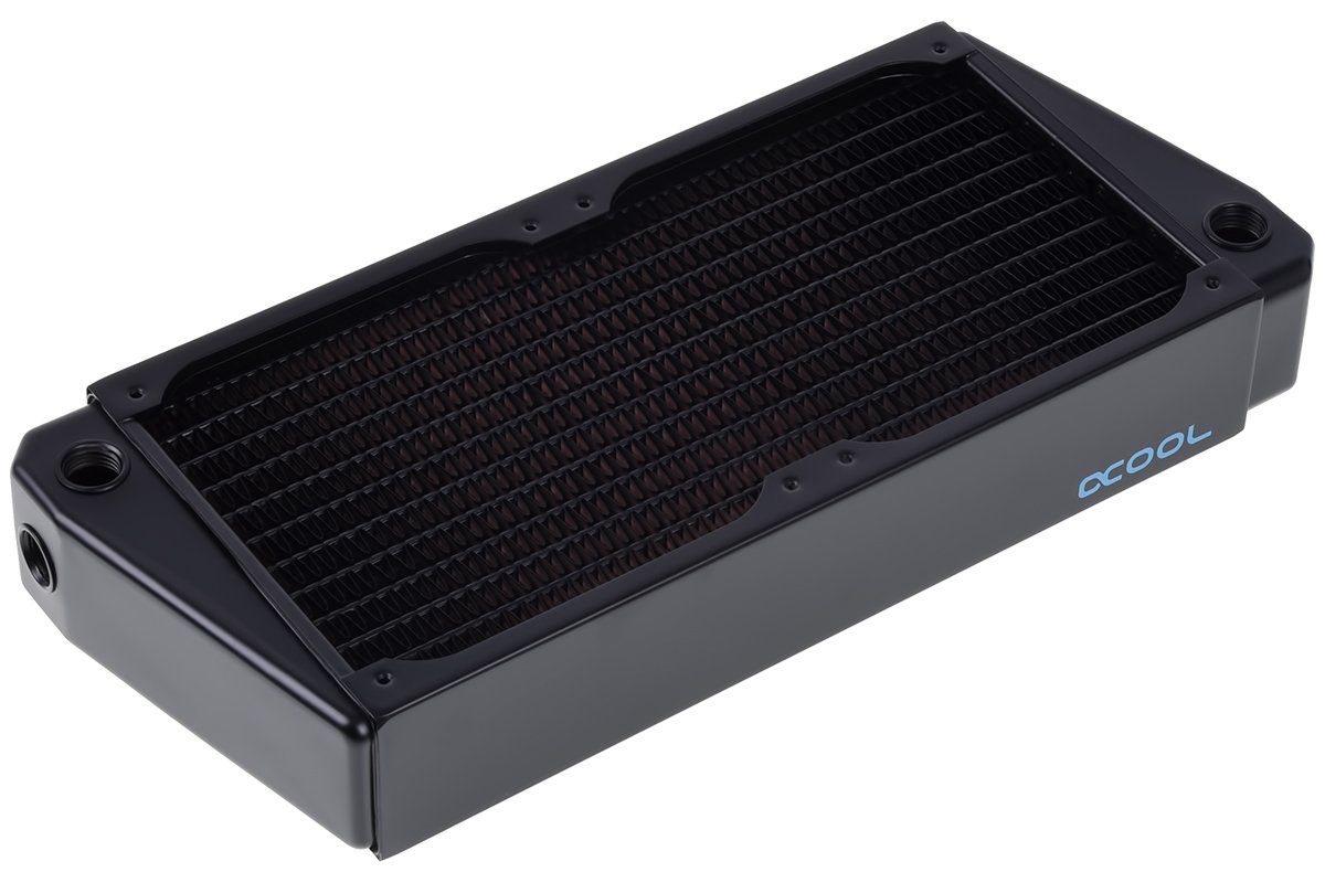 AlphacoolNexXxos XT45 Full Copper X-Flow Radiator240, 120mm x 2, Dual Fan, Black