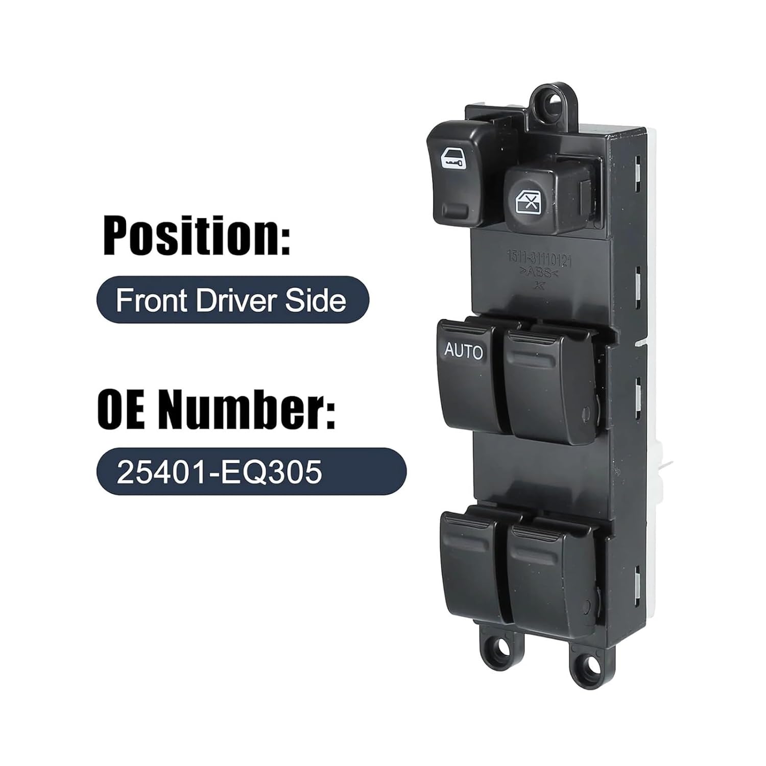 25401-EQ305 Front Left Driver Master Power Window Control Switch Compatible with Compatible with Nissan X-TRAI T 30 140cv 2002 2003 2004 2007 25401EQ305