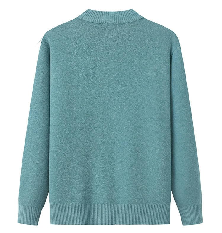 Ropa de abrigo cárdigan y suéter medio para mujeres mayores ropa polar de punto 2