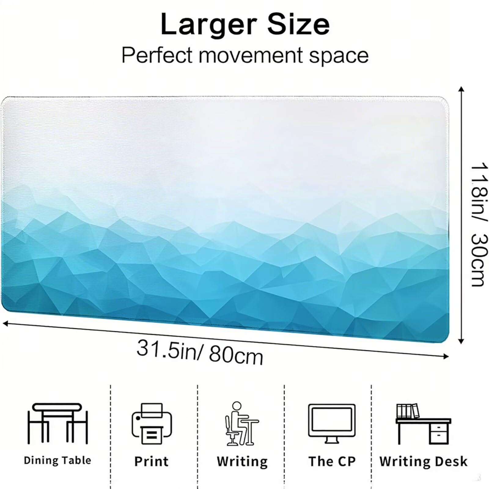 Biała podkładka pod mysz XXL 1500 x 800 x 3 mm abstrakcyjny uchwyt na biurko akcesoria antypoślizgowa gumowa podstawa i szyte krawędzie podkładka pod mysz dla graczy do dekoracji biura dekoracyjnego