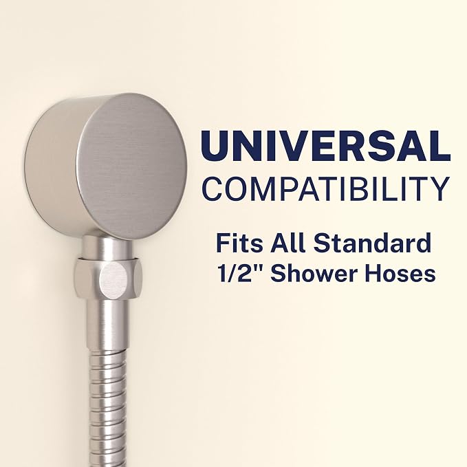 Adaptador de codo para ducha HammerHead Showers, metal sólido, montaje en pared, conexión para manguera de ducha de 1/2", forma redonda, acabado cepillado, color níquel cepillado miniatura 4
