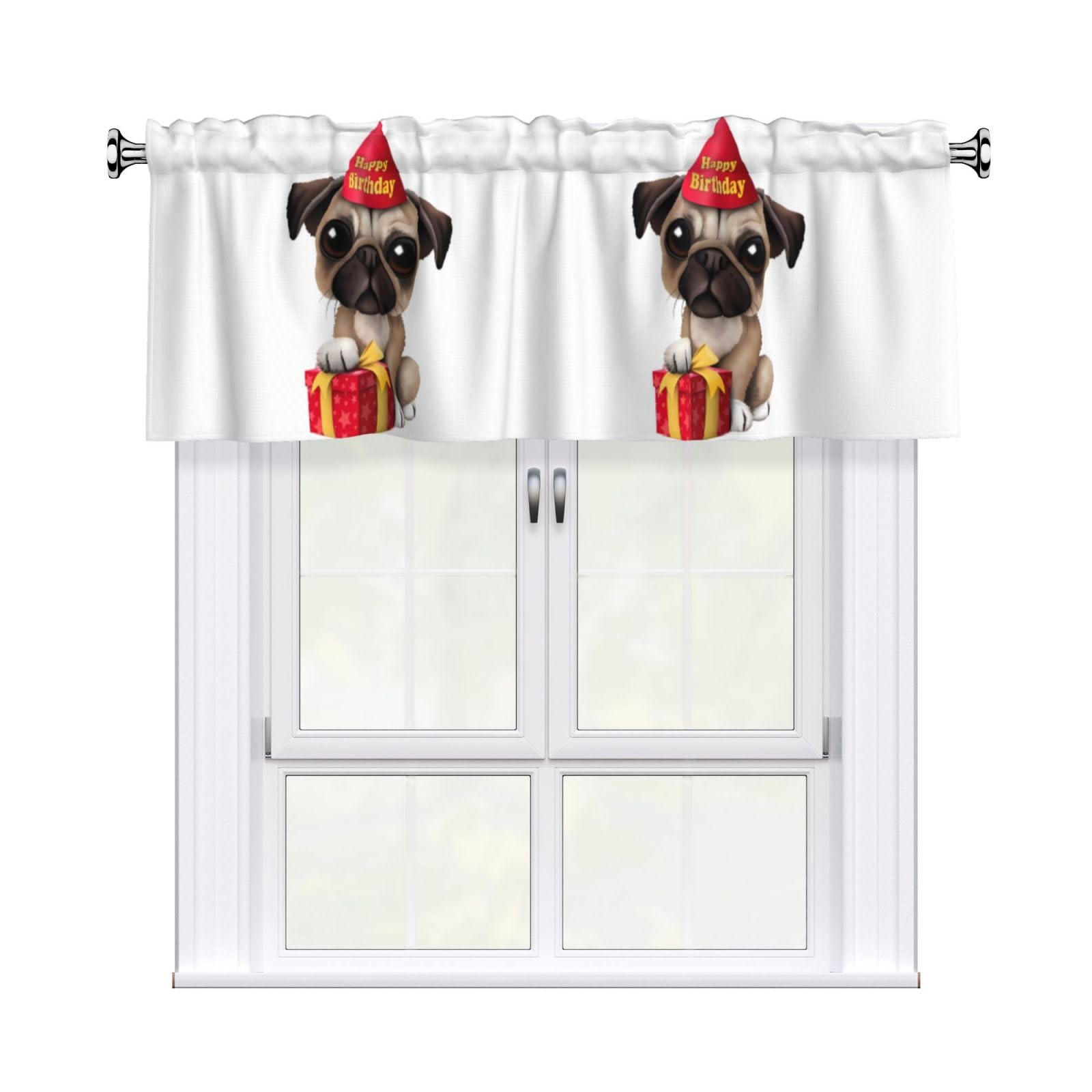 HJFCZH dog Prints Durable Window Layer – 54x18 Inch 100% Polyester Peach Skin Valance for Long-Lasting Style