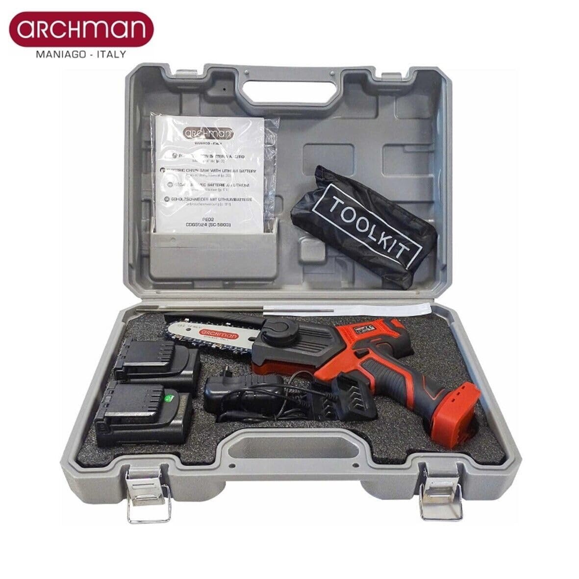 ARCHMAN POTATORE SEGA SEGACCIO A CATENA A BATTERIA PE02 DIAMETRO TAGLIO 120MM - BARRA 12.5CM - PROFESSIONALE LEGGERO E POTENTE