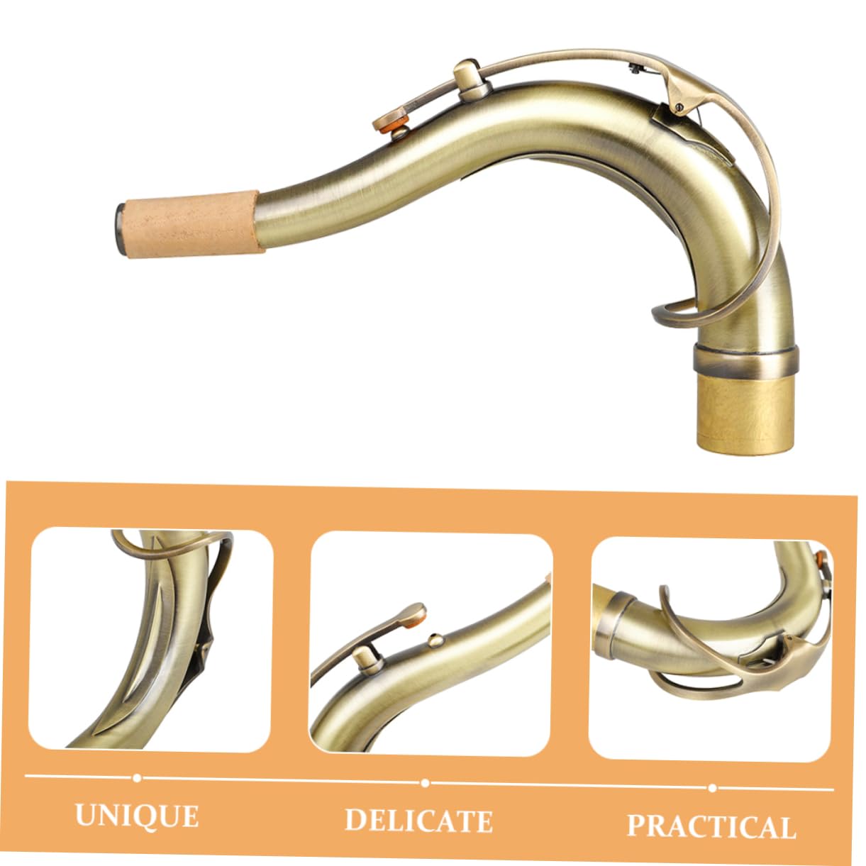 ERINGOGO Saxofón Curvado De Latón Cuello De Repuesto Para Saxofonistas Accesorio De Instrumento Musical Compatible Saxofones Altos Diseño Ergonómico Para Experiencia De Tocar Cómoda