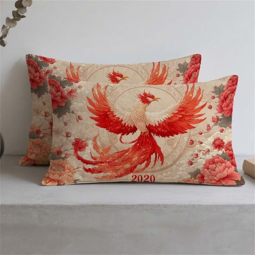 Housse de coussin orange brûlée 60x90cm imperméable en lin Phoenix - 3