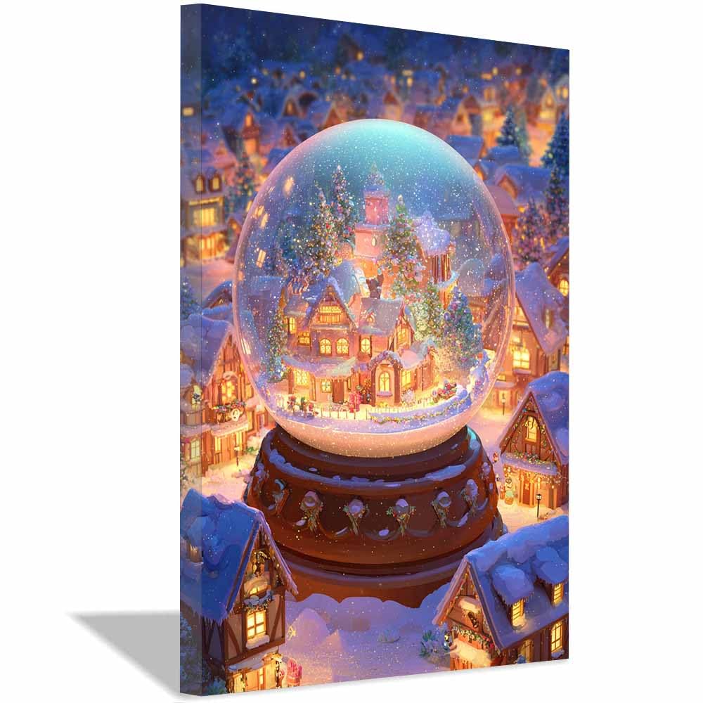 DMZPKZB Arte navideño clásico Casa de Navidad Obra de arte moderna, decoración navideña para pared, ideal para sala de estar, oficina y dormitorio.（multicolor150-50x70cm Enmarcado