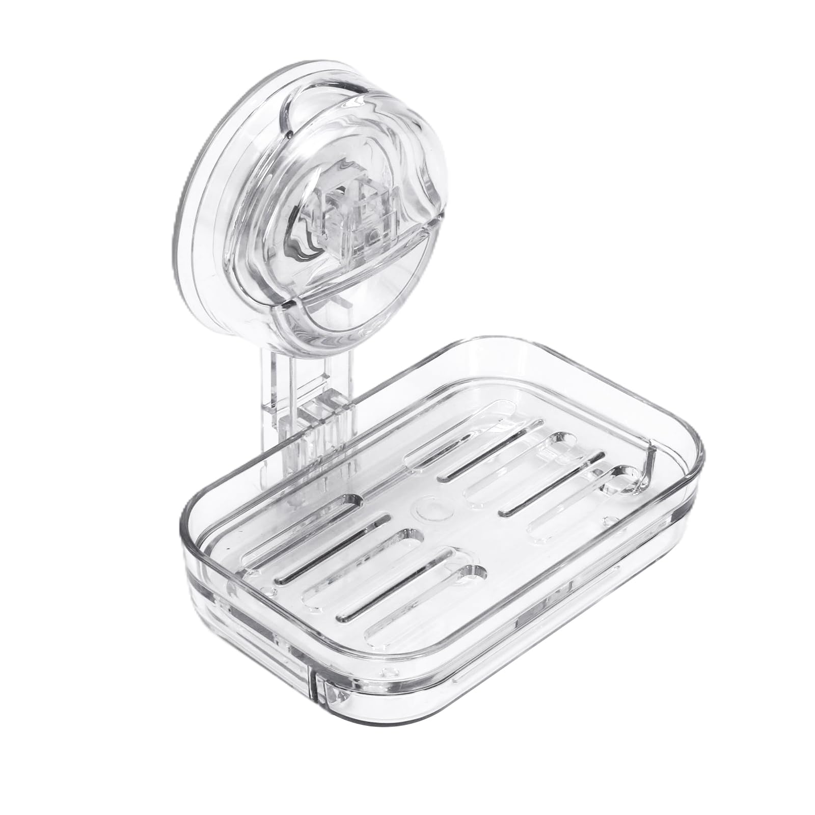 Gzsekken Shower Caddy Plastic Bathroom Storage for Wall Mounted, Shower Shelf with No-Drilling Mounting, Suction Bathroom Home Organising (Clear-Soap Dishes)