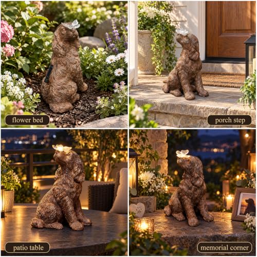 Lyeasw Solar Dog Statue with Butterfly, Dog Lover Gift for Outdoor Garden - image 6