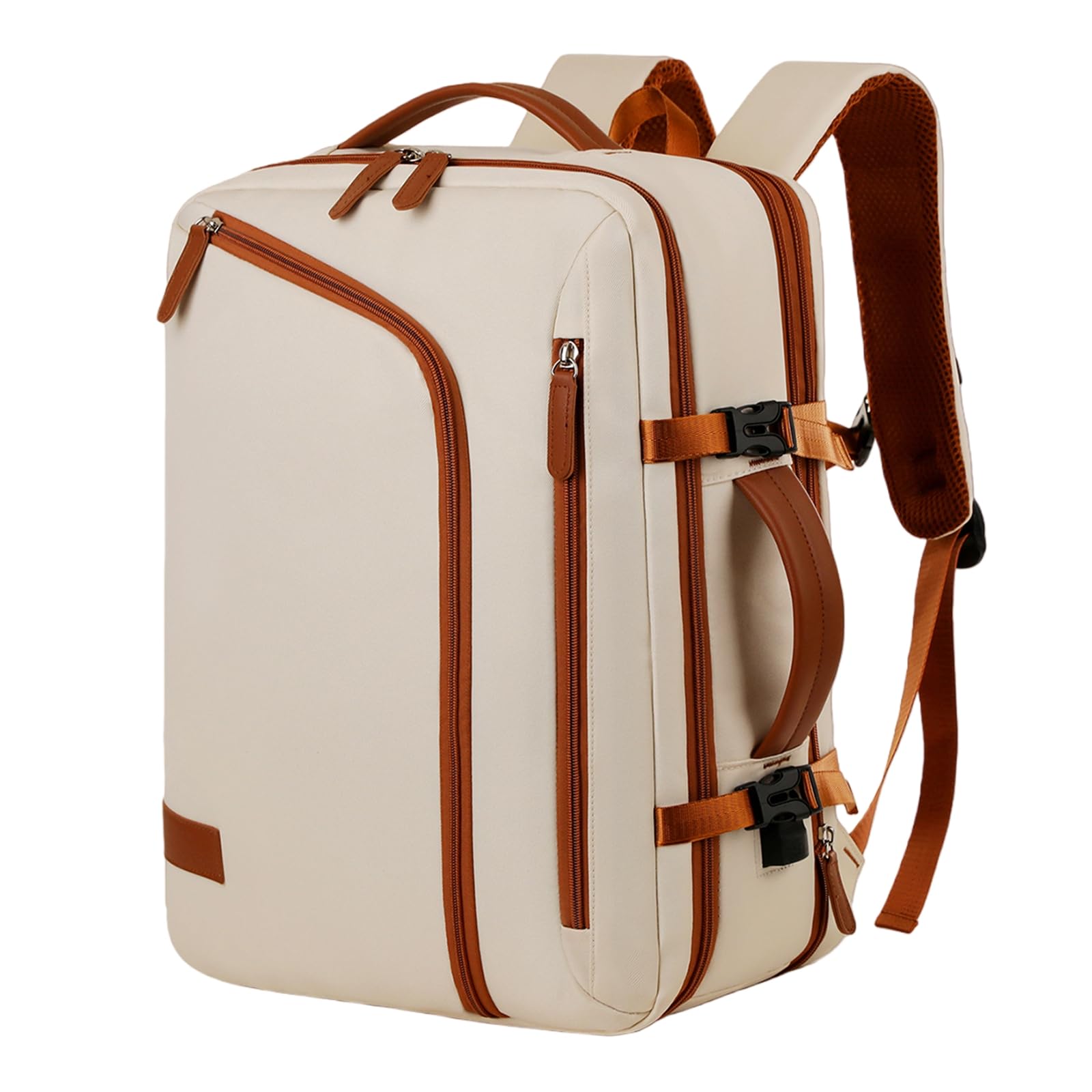 Gyios backpack Simple Business Laptop Backpack, Large Capacity Rucksack With Port For Travel, School And Daily Use-beige