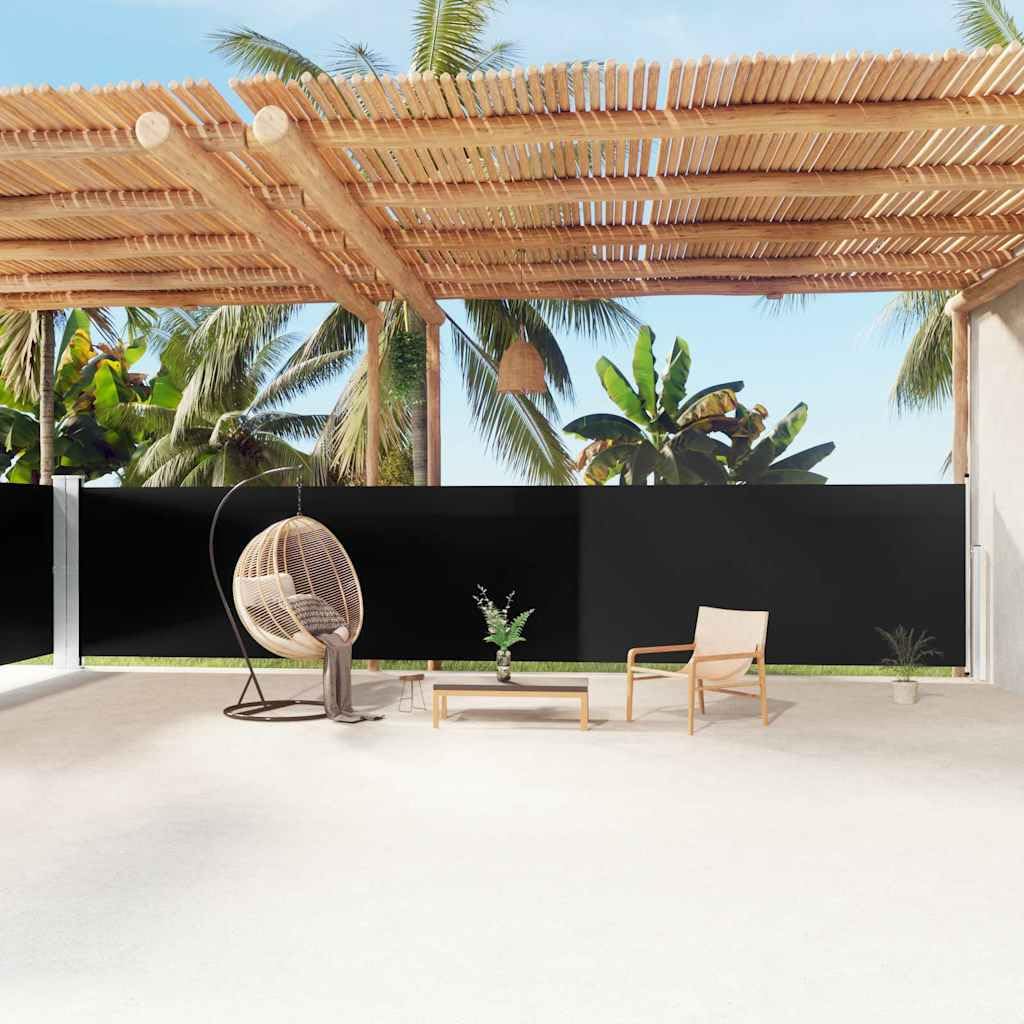 Store latéral extensible haut de gamme noir 160x1200 cm pour extérieur