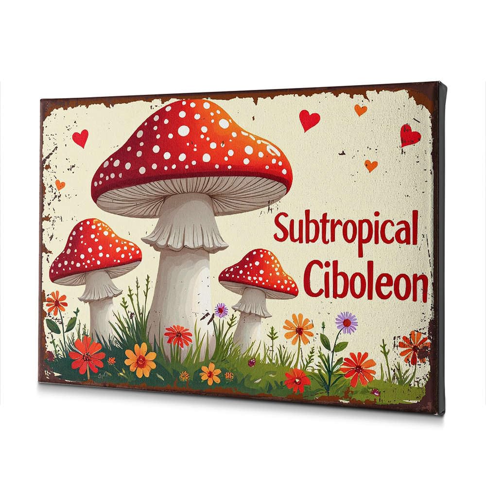 Tableau champignon Ciboleon de haute qualité | Toile murale subtropicale 30x40cm - 4