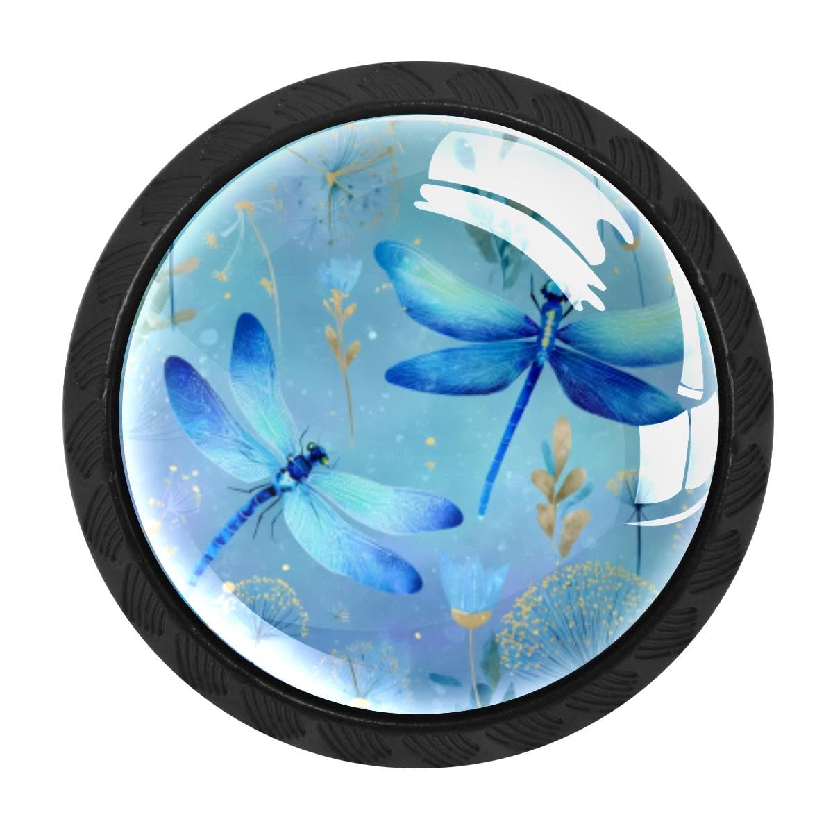 HEOEH 4 PCS Kitchen Cabinet Knobs, Dragonfly Drawer Knobs Dresser Handles