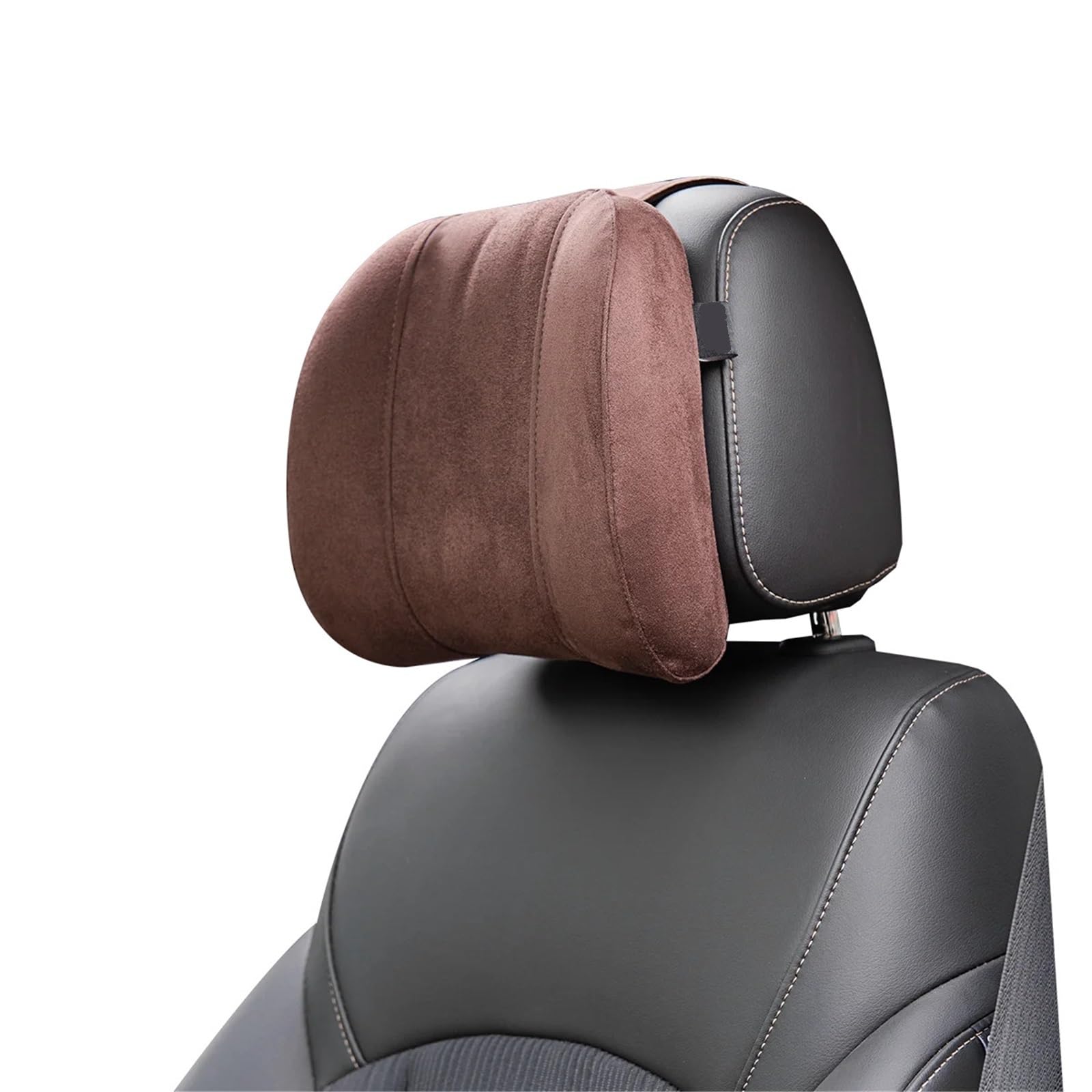 POAWUDJA Car Pillow Pillow Suede Fabric Car Seat Rest Headrest Memory Foam Removable Cover(Brown)
