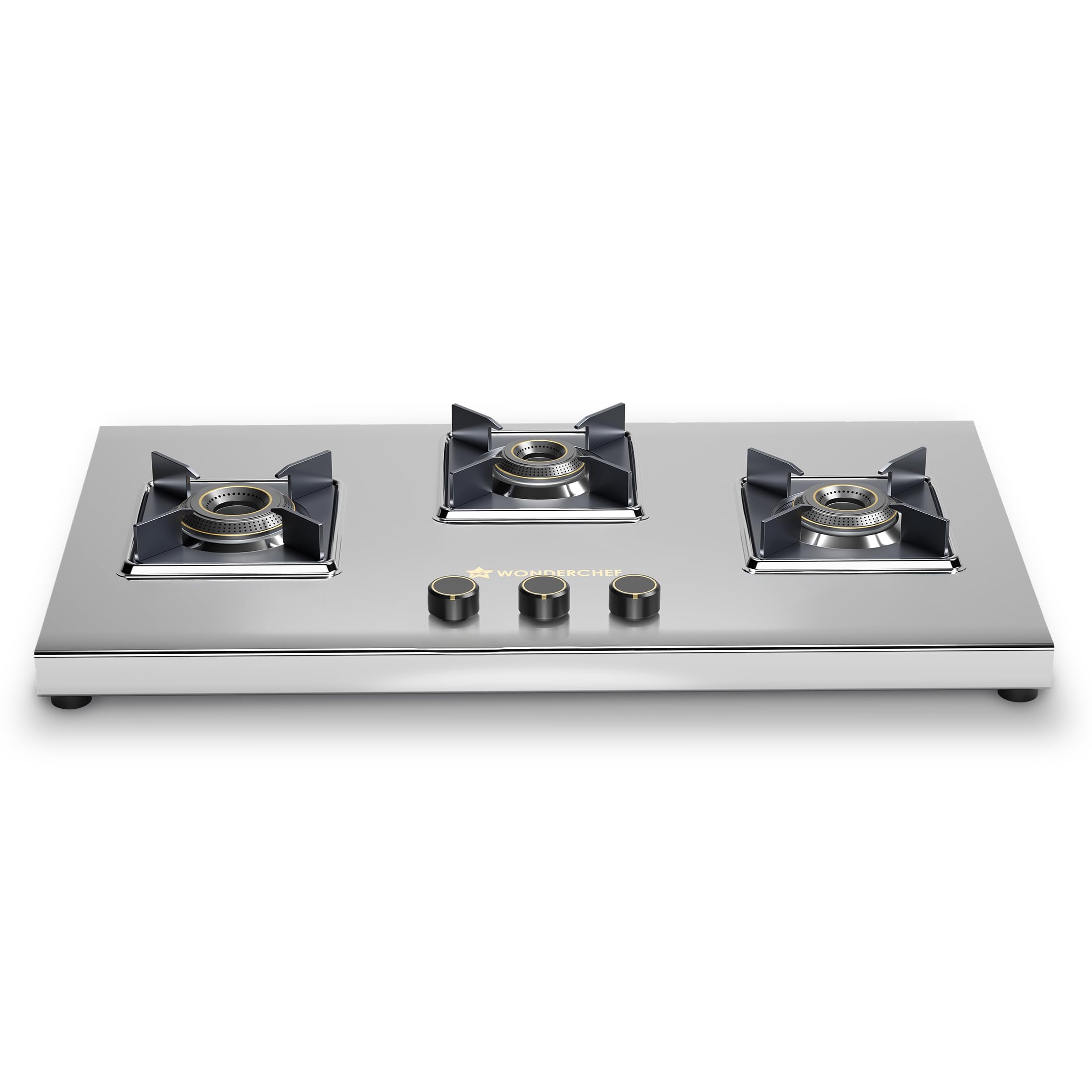 Wonderchef Inox 3 Brass Burner Hobtop, Thick Stainless-steel Construction, LPG Gas Stove for Kitchen, SABAF Leak-proof Valves, Spill-proof Design, Premium Metal Knobs, 2-Yr Warranty-picture-15
