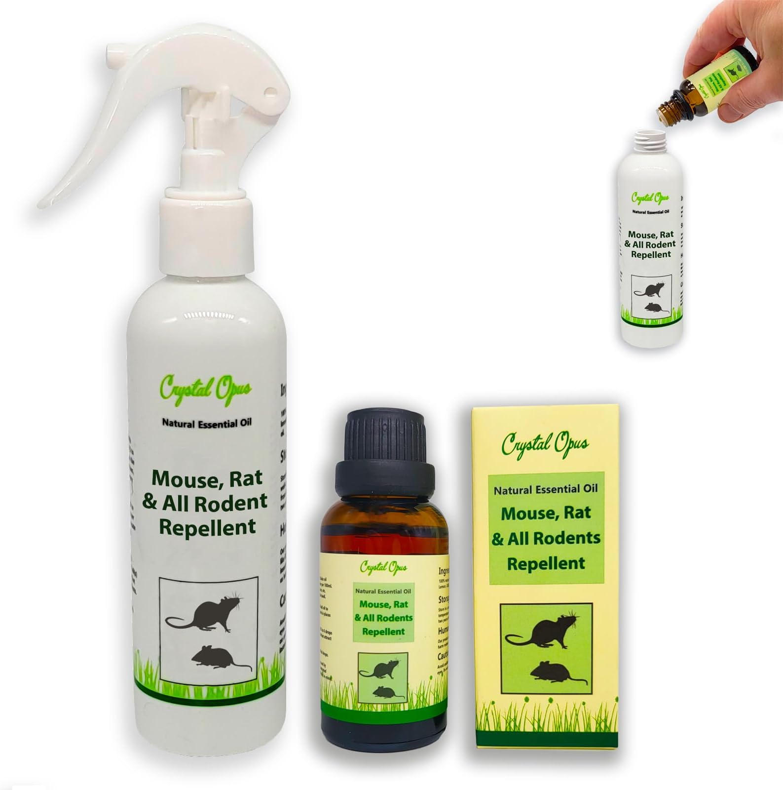 Makes 30+ Bottles of Mouse, Rat & All Rodent Repellent Spray. Peppermint Oil Based. Tried & Trusted. Including Eucalyptus, Citronella, Lemon, Chilli, Lavender & Clove. Ultra-Effective Safe Deterrent.