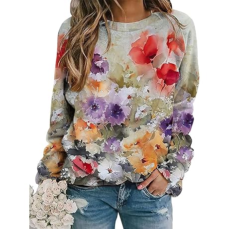 Women's Floral Sweatshirt: Vibrant Blooms on a Cozy Canvas